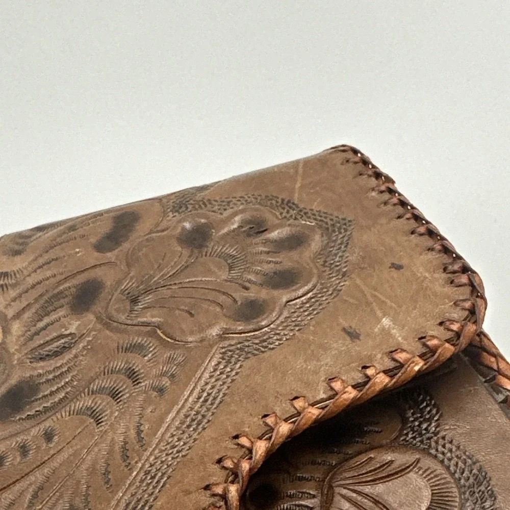 Handmade‎ Rawhide Leather Reversible Purse Handbag Floral Western Style
